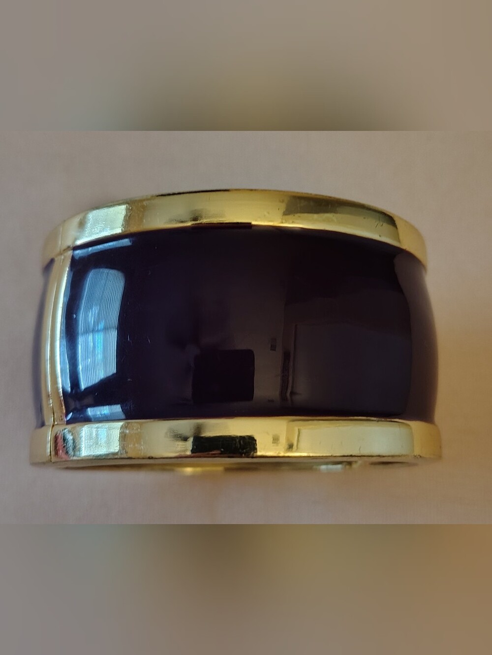 Gold-Trim Purple Resin Cuff Bracelet